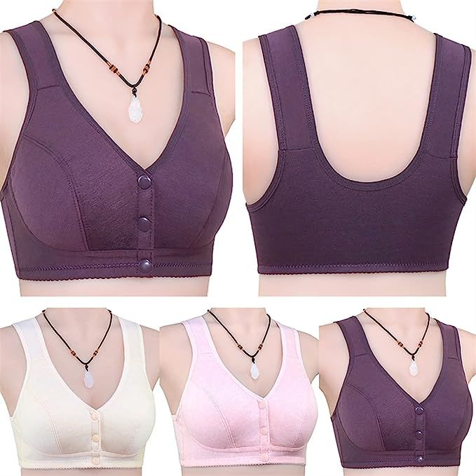 Women's Comfortable and Sexy New Middle and Old Age Bra Large Tank Top  Style Thin Front Button Bra Sports Bras
