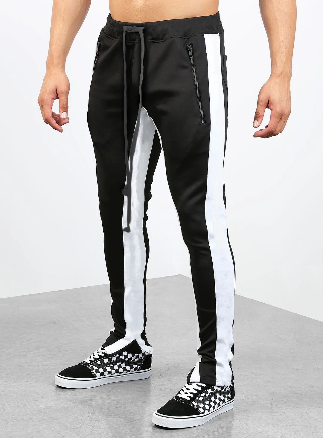 Buy Stylish Black & White Contrasted Panelling Trouser For Men at ...