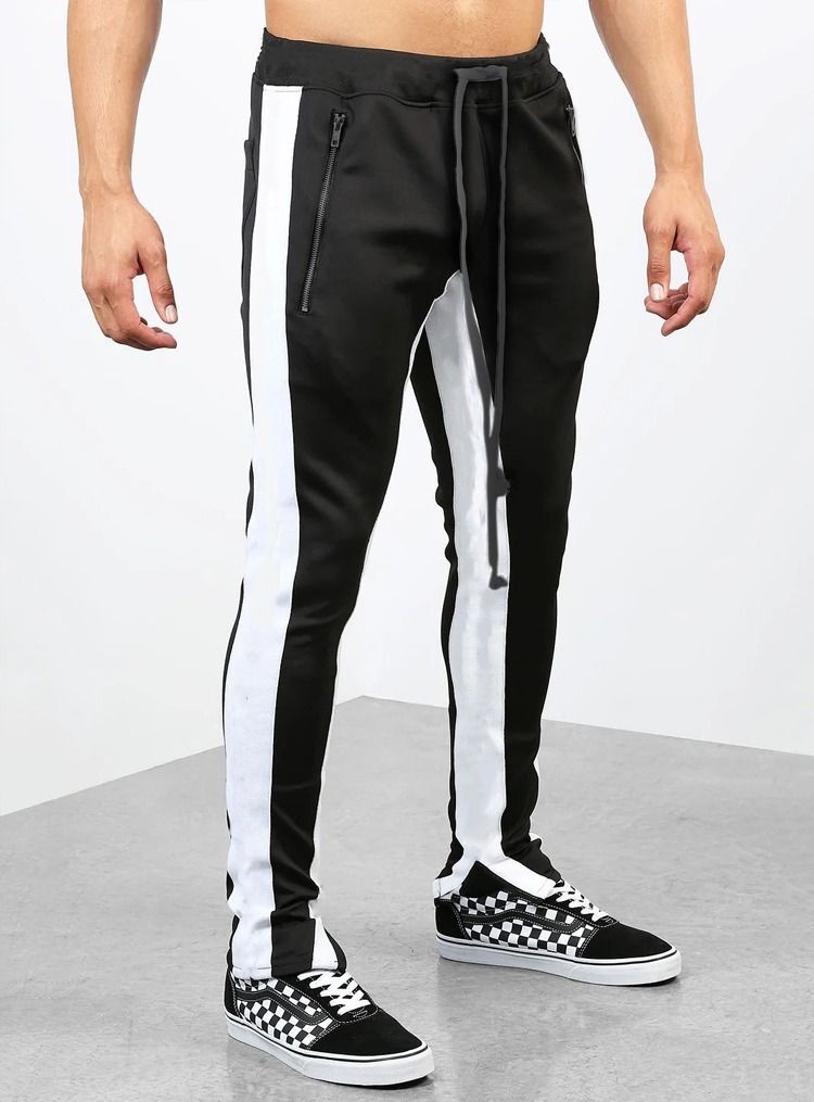 Buy Stylish Black & White Contrasted Panelling Trouser For Men at ...